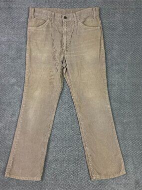 Vintage 80s Levi's Corduroy Pants Mens 36x30 Fits 35x29 Brown Tan Whiskering